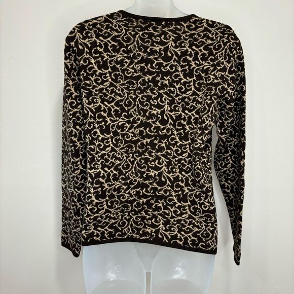 Vintage Talbots Silk Cashmere Blend Button Down Cardigan Sweater Small Brown Tan - Picture 3 of 7